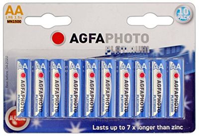 AgfaPhoto 110-803951 - Pilas alcalinas AA, Pack de 10 Unidades (LR06), Gris/Rojo