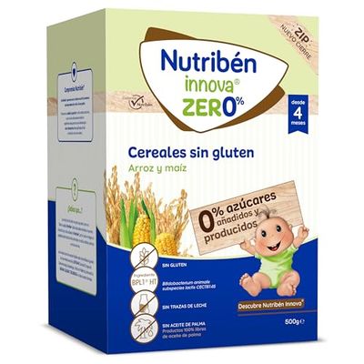 Nutribén innova ZERO 0% Gluten Free Cereals | Rice and Corn | Baby Food from 4 Months | 0% Added Sugars | No Milk Traces | 500g