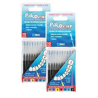 Cepillos Interdentales Pikdent - Núcleo de acero recubierto y cerdas de Tynex - Tamaño 7 negro 1,2 Mm Cónico - 20 Cepillos