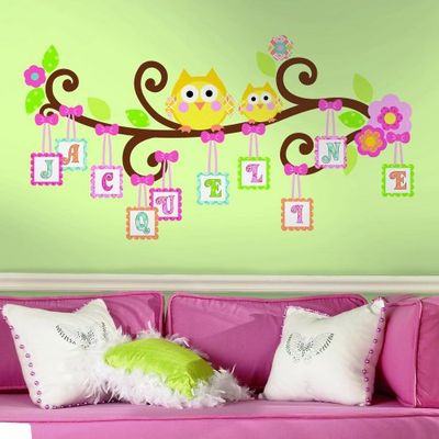 ROOMMATES Happi Scroll - Adesivo gigante riposizionabile con rami e gufi