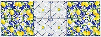 Doge Milano Chemin de cuisine, 100% Made in Italy, Tapis résistant aux taches avec impression numérique, Tapis antidérapant et lavable, Modèle Maiolica - Bertilla, 140x52 cm