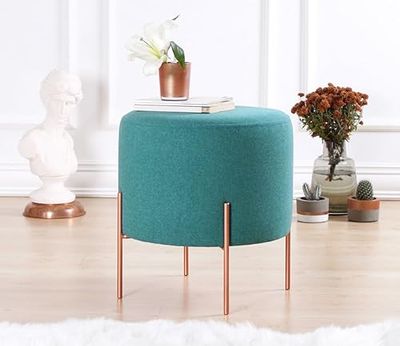 Atelier Del Soffa, bohemisk, ljusgrön, 42 cm höjd x 40 cm djup | 50% bomull/50% linne, 5 cm ortopedisk svamp, kopparbelagda järnben | Snygga och bekväma för hem och hotell