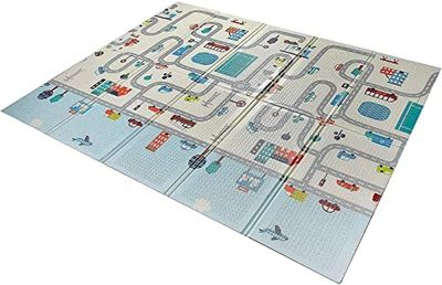 Babify Speeltapijt voor baby's, dikte 1,5 cm, opvouwbaar, antislip, omkeerbaar, waterdicht, draagbaar, 176 x 195 x 1,5 cm