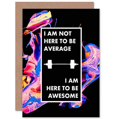 Wee Blue Coo Gym Word Art Here To Be Awesome Sealed Greeting Card Plus Envelope Blank inside