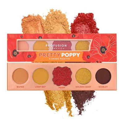 Profusion Cosmetics Blooming Hues 5 Shade Eyeshadow Palette, Red