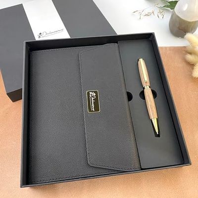 Déclinaisons : Set di scrittura : Penna Sfera Legno Noce dei Pirenei Personalizzato + Taccuino A5. Confezione regalo | Natale, Affari, Dottore, Anniversario
