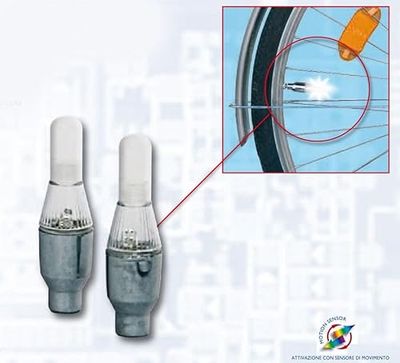 Coppia luci a LED colorate per valvole bici con sensore di movimento