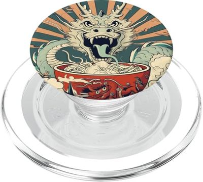 Dragón come sopa de fideos, Japón, ramen PopSockets PopGrip para MagSafe