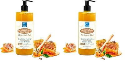 Gel de Propóleo, Unguento de Propoleo, Anti Imperfecciones, Post Depilación Laser, Calmante Heridas, Piel Sensible y Atópica, After Shave Gel, After Sun, Pomada, 500 ml (Paquete de 2)