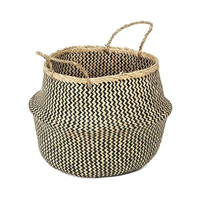Compactor - Panier de rangement en jonc de mer Taille L, coloris naturel et noir