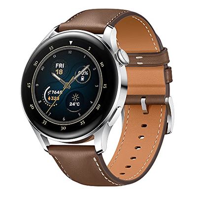 HUAWEI Watch 3-4G smartwatch, 1,43 inch AMOLED-display, eSIM telefonie, 3 dagen batterijduur, 24/7 SpO2 & hartslagmeting, GPS, 5 ATM, bruin leren armband