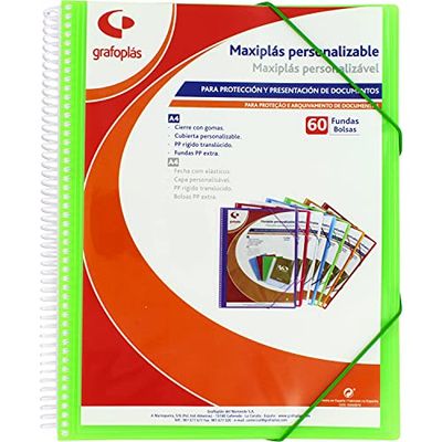 Grafoplás 39846021 Maxiplás Classeur à spirale personnalisable 60 pochettes Vert 30,8 x 24 x 22 cm