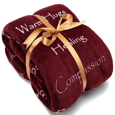 Chanasya Premium Sympathy Warm Hugs Gift Throw Blanket - Healing Gift Cancer Chemo Survivor Get Well Caring Gifts - Comfort Red Gift Blanket for Love Support Strength - Women Men Friend - Maroon