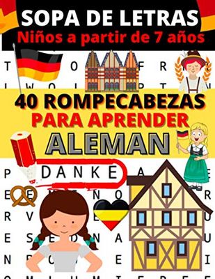 Sopa de letras: Libro de 40 rompecabezas para aprender alemán | (sopa de letras alemán | 1 tema por pagina)