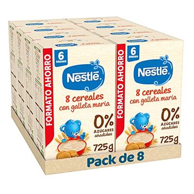 Nestle Papilla 8 Cereales con Galleta, 8 Paquetes de 725g (Total 5,8Kg)