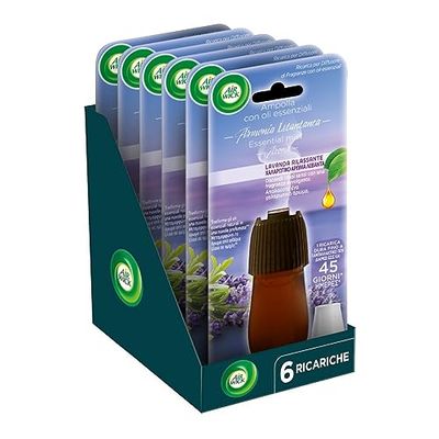 Airwick Ricariche per Diffusore di Oli Essenziali Armonia Istantanea, Confezione da 6 alla Fragranza di Lavanda Rilassante, Profumatore per Ambienti