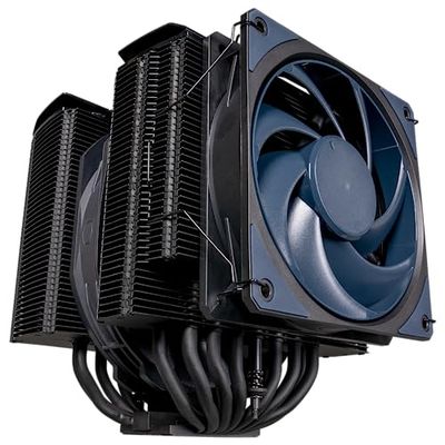 Cooler Master MasterAir MA824 Stealth - Enfriador de aire de CPU de doble torre, 8 tubos de calor, ventiladores duales Mobius 120|130 mm, base de cobre niquelado, soportes AMD Ryzen AM5/AM4, Intel LGA