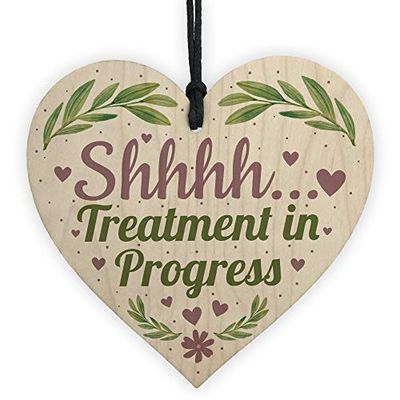 RED OCEAN Shhh TREATMENT IN PROGRESS Do Not Disturb Small Hanging Heart Door Sign Plaque