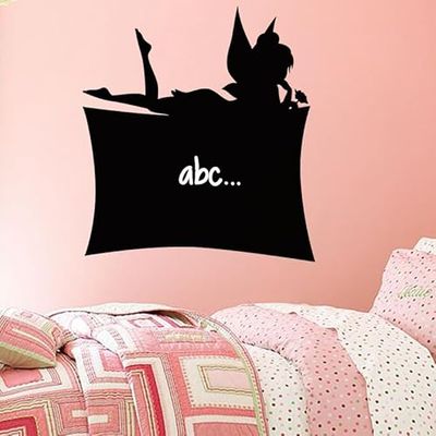 Ambiance Sticker Leisteen schoolbord - Muurstickers, zelfklevend, afwasbaar, silhouet fee, H 30 x B 30 cm