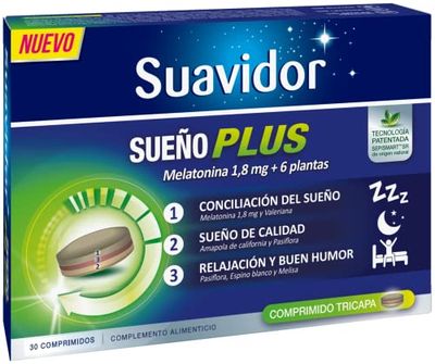 Suavidor - Sueño PLUS, actúa en las 3 Principales Fases del Sueño - 1 caja con 30 comprimidos tricapa