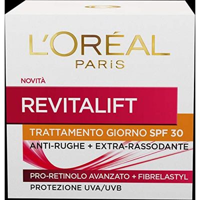 L'Oréal Paris Crema Viso Giorno Revitalift, Azione Antirughe con Pro-Retinolo Avanzato, Protezione Solare SPF 30, 50 ml