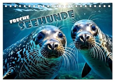 Freche Seehunde (Tischkalender 2025 DIN A5 quer), CALVENDO Monatskalender: Erheiternde Bilder verspielter Robben in ihrem natürlichen Habitat