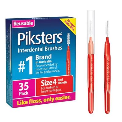 Piksters Cepillos interdentales (paquete de 35, tamaño 4 (rojo))