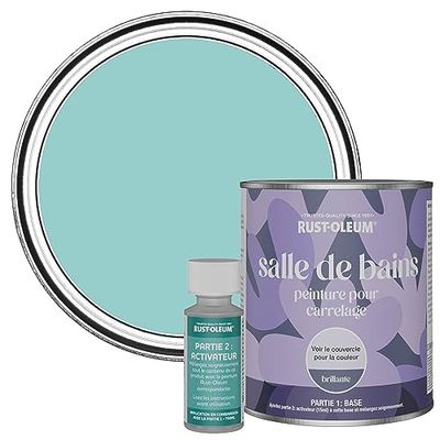 Rust-Oleum Blue Water-Resistant Bathroom Tile Paint in Gloss Finish - Teal 750ml