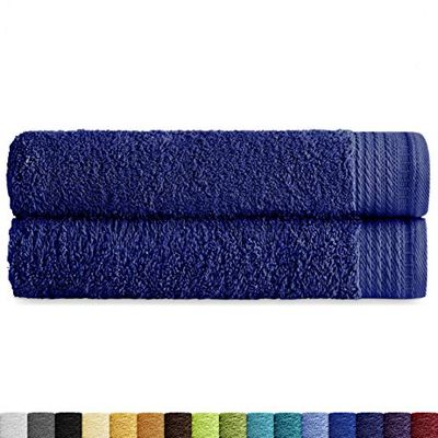 Eiffel Textile Lot de 2 Serviettes de qualité en Tissu éponge 600 g, 100% Coton égyptien, Bleu Marine, Drap de 100 x 150 cm