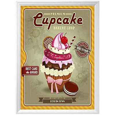 Arterby's® - Premium Poster Quadro Cornice Tela Canvas Dipinto Mood - Illustrazione Poster Vintage Cucina Animali Auto - Made in Italy - HD Poster con Cornice Decorativa Bianca 30x40 cm A0017 D006