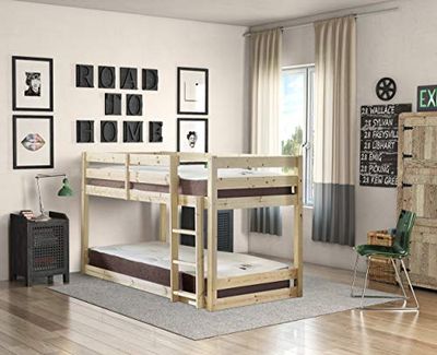 Strictly Beds and Bunks - Stockton Low Sleeper Bunk Bed including Sprung Mattress (15 cm), 3ft Single
