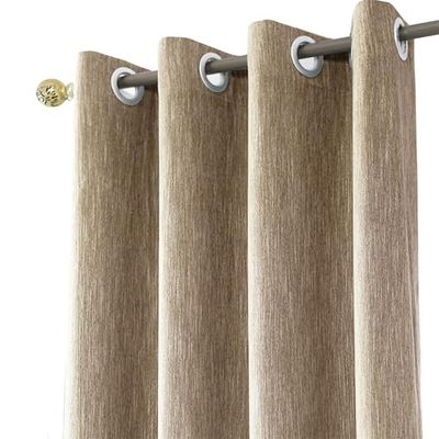 Melodieux Gordijnen, verduistering, gordijnen, ondoorzichtig, linnenlook, voor woonkamer, kinderkamer, slaapkamer, bruin, 245 x 140 cm, 1 stuk