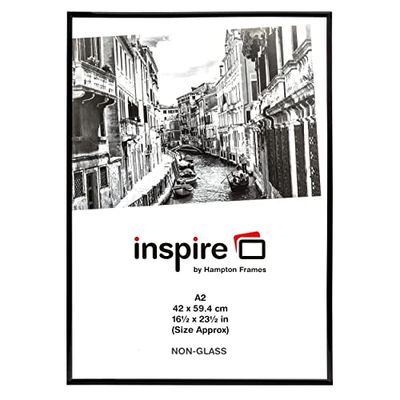 Hampton Frames BACKLOADER Poster Certificate Photo Frame Acrylic (Non Glass) Black A2 (42x59cm) A2MARBL