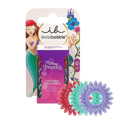 Invisibobble KIDS Disney Ariel Set da 6 | Rosso, Verde e Viola | Scrunchies a spirale per capelli da bambina | intrecciabili - scrunchies no-pull per una tenuta elegante