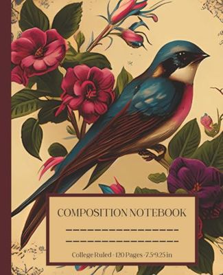 Vintage Blue and Pink Floral Birds Composition Notebook: Vintage Lovers