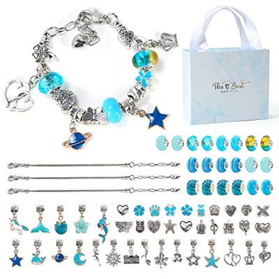 Cadeau Fille Jouet Fille 6-10 Ans fabrication Bijoux Enfants Fille, Kit de Fabrication de Bracelets pour Filles, Breloques Creation Bijoux, Kit Créatif Enfant, Cadeau de Noël, Cadeau D'anniversaire