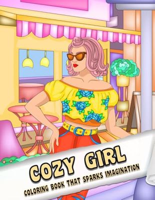 Cozy Girl: Coloring Book for Adults and Kids, Simple and Big Designs for Stress Relief and Relaxation with Charming Women of The Fifties