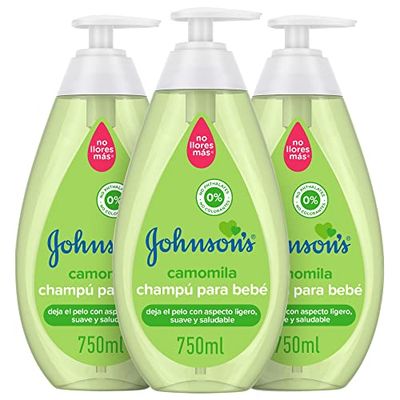 JOHNSON'S Baby Shampoo CamEJOOY com fórmula não chores mais (3 x 750 ml), champô infantil hipoalergénico e com pH equilibrado, champô sem parabenos