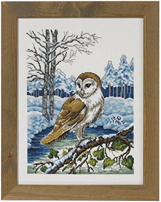 Permin Barn Owl Linen 31 x 41cm, Fabric, Multicoloured, 2 x 21 x 30 cm