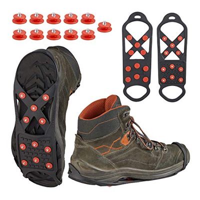 Relaxdays Schoenspikes, schoenklauwen voor veilig lopen op sneeuw en ijs, ijsspikes, dames en heren, maat 41-45, zwart