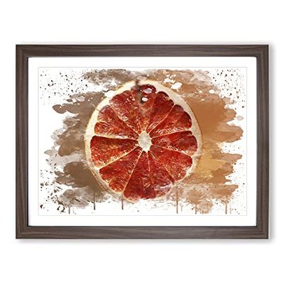 Sliced Orange No.2 V3 Modern Framed Wall Art Print, Ready to Hang Picture for Living Room Bedroom Home Office Décor, Walnut A2 (64 x 46 cm)