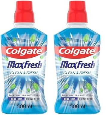COLGATE Bain de bouche Max Fresh Clean & Fresh - fraîcheur longue durée - 500ml (Lot de 2)