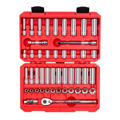 TEKTON Set di chiavi a bussola e cricchetto a 6 punte da 3/8", 46 pezzi (5/16-3/4", 8-19 mm) | SKT15301