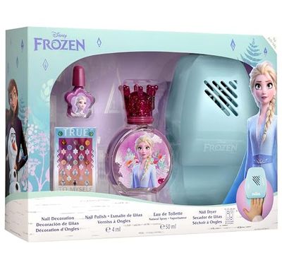Frozen Kids Gift Set – Eau De Toilette 50ml and Manicure Kit includes Non-Toxic Nail Polish, Nail Dryer & Beautiful Nail Stickers – Vegan, Natural & Dermatologically Tested