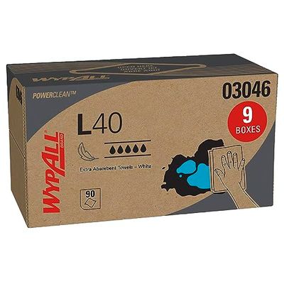 Kimberly-Clark, Tergicristalli professionali Wypall L40, 10,8 x 10, pop-up, bianco, 90 pezzi (03046)