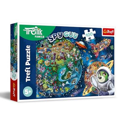 Trefl - The Treflik Family, Trefliks i rymden - Pussel 100 bitar - Färgglatt pussel, Kreativ underhållning, Lek för barn över 5 år