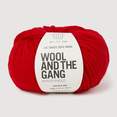 Wool and the Gang, Lil' Crazy Sexy Wool, szminka czerwona, 100 g, gruba