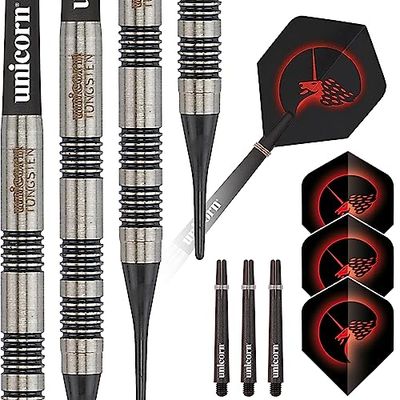 Unicorn Unisex Core Soft Tip Tungsten Dart, Natural/Black, 19 G EU