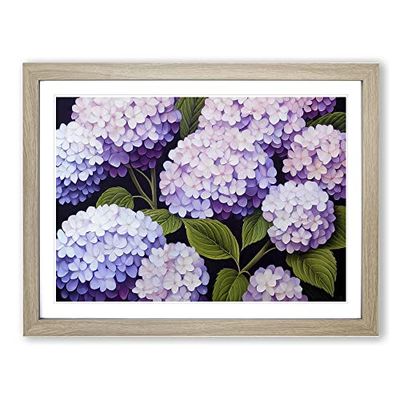 Hydrangea Flower View Vol.3 H1022 Framed Print for Living Room Bedroom Home Office Décor, Wall Art Picture Ready to Hang, Oak A3 Frame (46 x 34 cm)