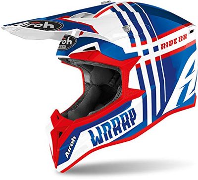 Airoh Helmet Junior Wraap Broken Blue/Red Gloss Ys
